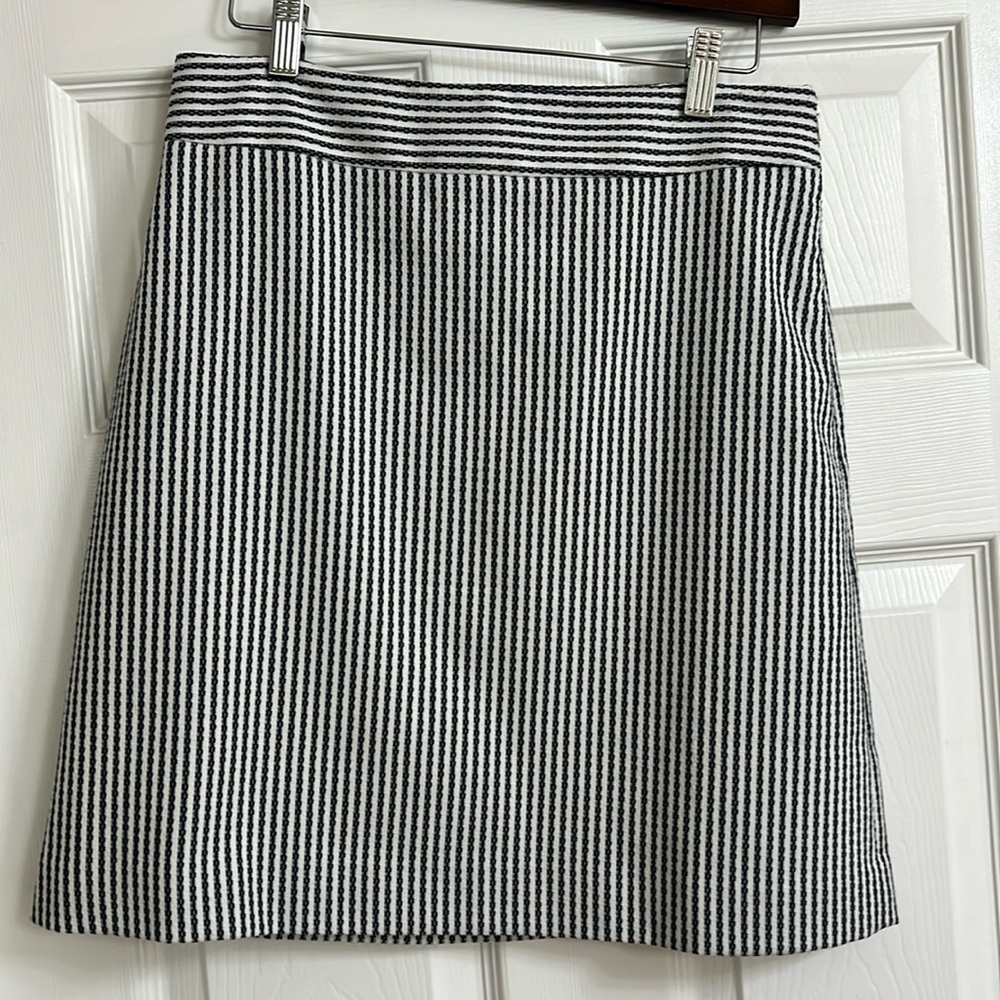 Ann Taylor Navy Blue and White Striped A-Line Skirt Woman’s Size 4
